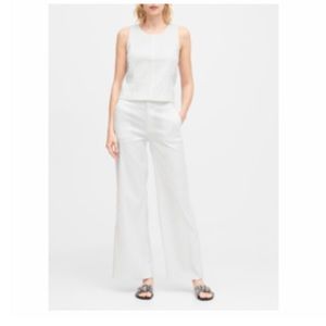High rise wide leg linen cotton pant